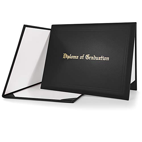 GraduationMall Zeugnishülle mit "Diploma of Graduation", 4 Bändchen Ecke, bedruckter Diplomhülle 17,8 x 22,9 cm, schwarz von GraduationMall