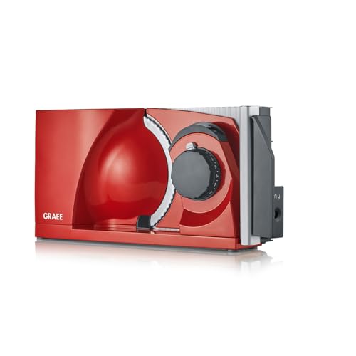 GRAEF. Klappbarer Allesschneider MYtiny | Universale elektrische Schneidemaschine für die Küche MT1003 | Wurst, Gemüse, Brotschneidemaschine | Alleschneidemaschine klappbar, rot von GRAEF.