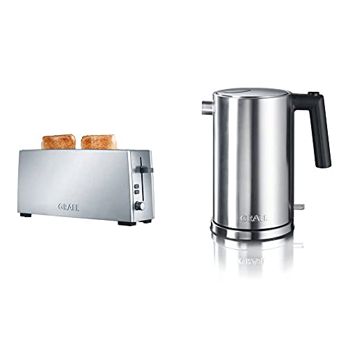 Graef Langschlitz-Toaster TO 90, Edelstahl, silber & WK600EU Wasserkocher, Rostfreier Stahl, 1.5 liters, Edelstahl, Mattiert von Graef