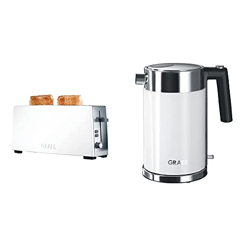 Graef Langschlitz-Toaster TO 91, Edelstahl, weiß & Edelstahl Wasserkocher WK 61 Acryl, weiß von Graef