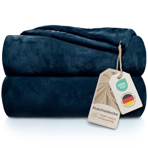 Gräfenstayn® Kuscheldecke flauschig & super weich - hochwertige Fleecedecke auch als Wohndecke, Tagesdecke, Sofadecke & Wohnzimmer geeignet - Überwurf Decke Sofa & Couch (Blau, 200x150 cm) von Gräfenstayn