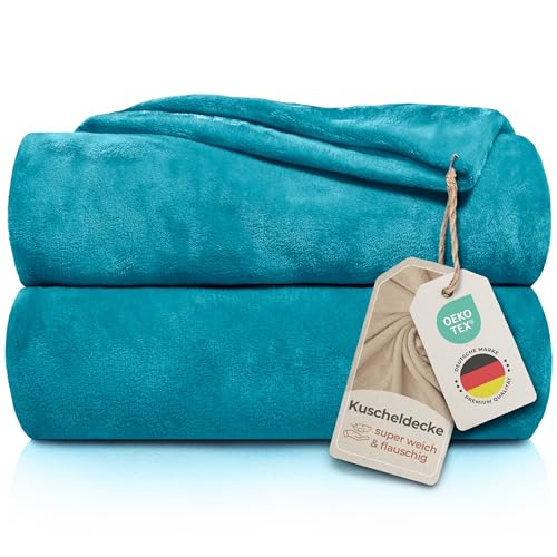 Gräfenstayn® Kuscheldecke flauschig & super weich - hochwertige Fleecedecke auch als Wohndecke, Tagesdecke, Sofadecke & Wohnzimmer geeignet - Überwurf Decke Sofa & Couch (Türkis, 200x150 cm) von Gräfenstayn