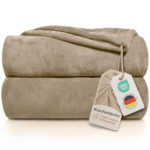 Gräfenstayn® Kuscheldecke flauschig & super weich - hochwertige Fleecedecke auch als Wohndecke, Tagesdecke, Sofadecke & Wohnzimmer geeignet - Überwurf Decke Sofa & Couch (Hellbraun, 200x150 cm) von Gräfenstayn