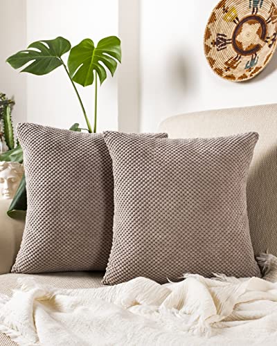 Gräfenstayn 2er-Set Cord-Samt Kissenbezug 45x45 cm - Öko TEX Standard 100 - weiche Deko-Kissenbezüge mit verdecktem Reißverschluss für Sofa und Bett (Sand - kleines Muster) von Gräfenstayn