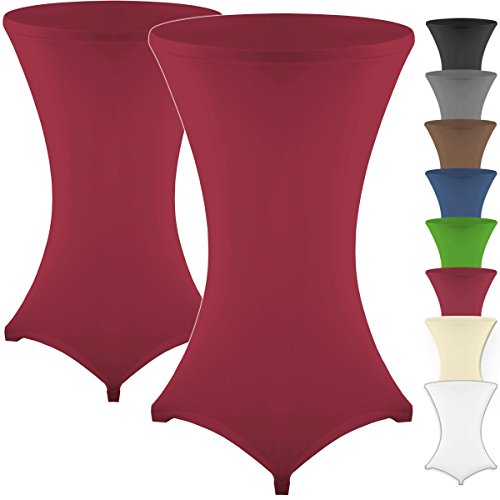 Gräfenstayn 2er-Set Stretch Stehtischhusse Diana mit Öko-Tex Siegel, Verstärkung im Fußbereich, in vielen Farben und Größen Ø60-65cm / Ø70-75cm / Ø80-85cm (Bordeaux, Ø60-65cm) von Gräfenstayn