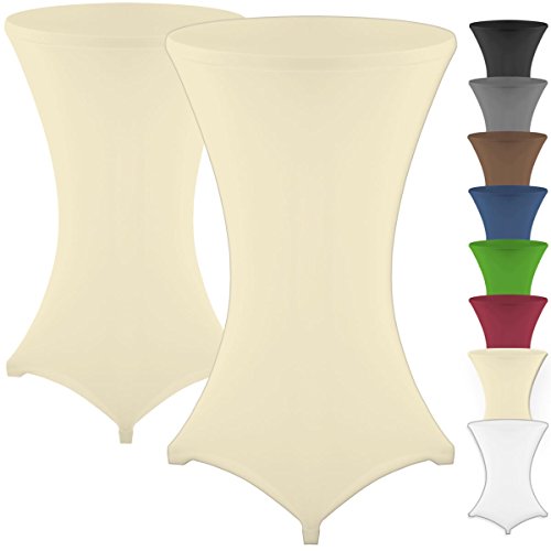 Gräfenstayn 2er-Set Stretch Stehtischhusse Diana mit Öko-Tex Siegel, Verstärkung im Fußbereich, in vielen Farben und Größen Ø60-65cm / Ø70-75cm / Ø80-85cm (Creme, Ø70-75cm) von Gräfenstayn