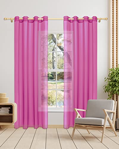 Gräfenstayn 2er-Set Venezia transparente Voile Gardinen mit Ösen - Stores Über-Gardine Wohnzimmer Schlafzimmer - Vorhänge Ösenschal durchsichtig halbtransparent 300x140cm (Höhe/Breite) Violett von Gräfenstayn