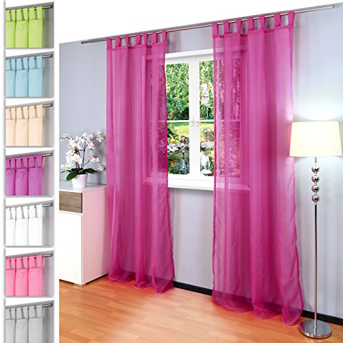 Gräfenstayn 2er-Set Venezia transparente einfarbige Gardine (LxB) 245x140cm mit Schlaufen und Öko-Tex Siegel Standard 100: „Geprüftes Vertrauen“ aus Voile (Violett) von Gräfenstayn