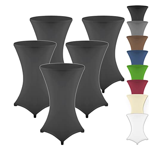 Gräfenstayn 5er-Set Stretch Stehtischhusse Diana mit Öko-Tex Siegel, Verstärkung im Fußbereich, in vielen Farben und Größen Ø60-65cm / Ø70-75cm / Ø80-85cm (Schwarz, Ø60-65cm) von Gräfenstayn