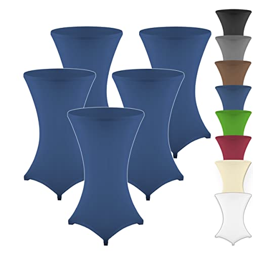 Gräfenstayn 5er-Set Stretch Stehtischhusse Diana mit Öko-Tex Siegel, Verstärkung im Fußbereich, in vielen Farben und Größen Ø60-65cm / Ø70-75cm / Ø80-85cm (Blau, Ø60-65cm) von Gräfenstayn