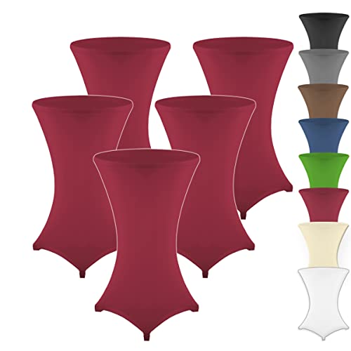 Gräfenstayn 5er-Set Stretch Stehtischhusse Diana mit Öko-Tex Siegel, Verstärkung im Fußbereich, in vielen Farben und Größen Ø60-65cm / Ø70-75cm / Ø80-85cm (Bordeaux, Ø70-75cm) von Gräfenstayn