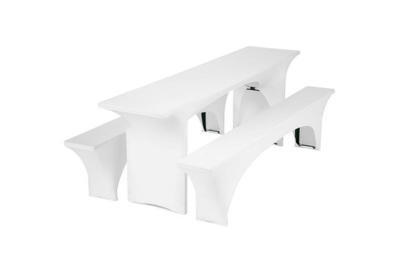 Gräfenstayn Hussen-Set Biertischhussen Bierzeltgarnitur 3 tlg, 50x220cm Weiß, Biertischhussen-Set 3 tlg Bierzeltgarnitur 50cm oder 70cm breite von Gräfenstayn