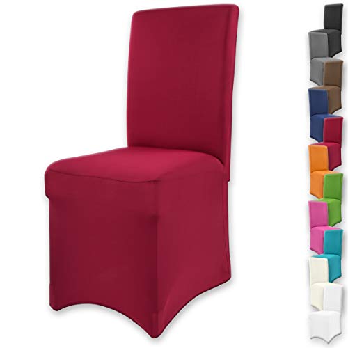 Gräfenstayn Stretch-Stuhlhusse Henry - runde und eckige Stuhllehnen - bi-elastische Passform mit Öko-Tex Siegel Standard 100: „Geprüftes Vertrauen“ (Bordeaux) von Gräfenstayn