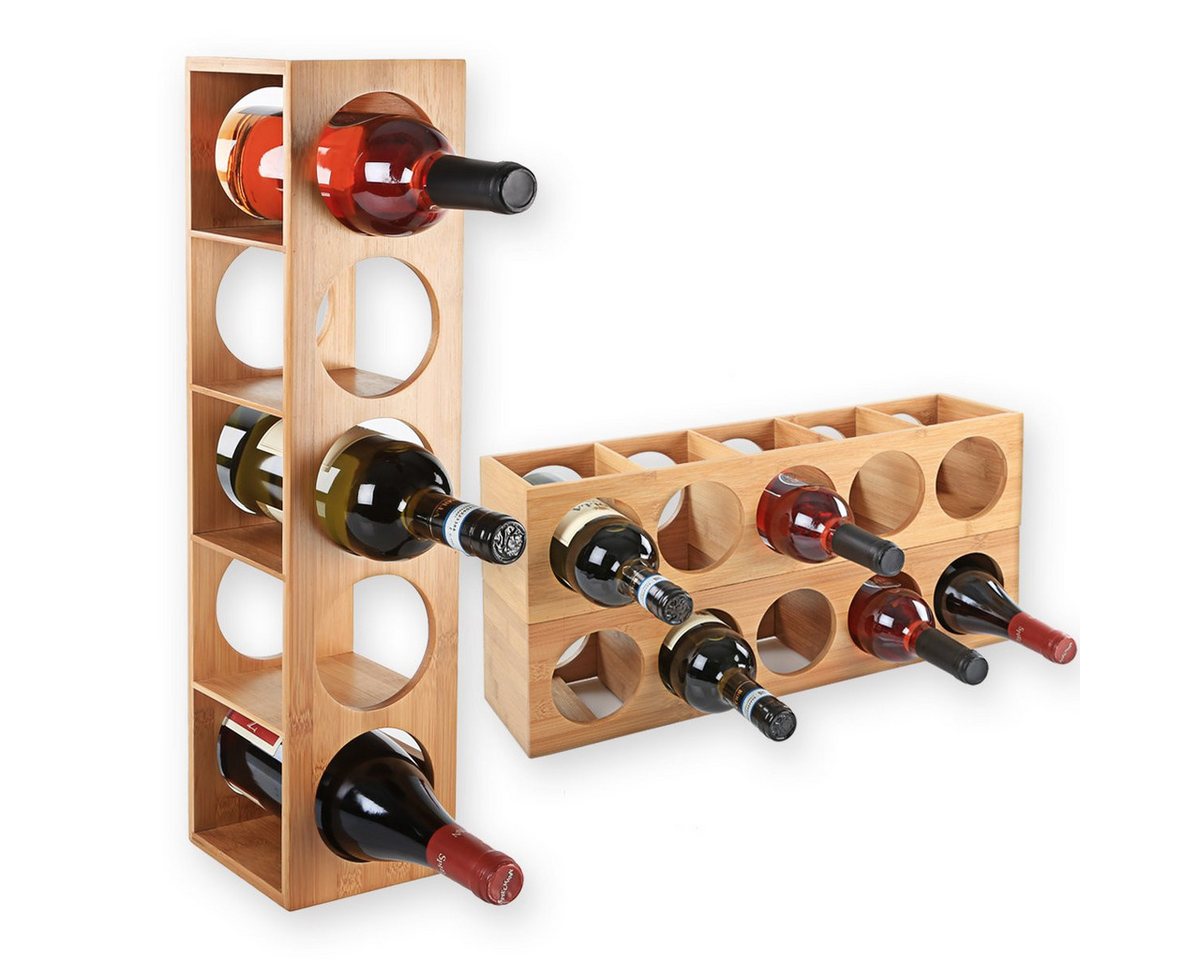 Gräfenstayn Weinregal Weinregal CUBE Bambus für 5 Weinflaschen stapelbar, Wand-Montage erweiterbar Weinflaschenhalter Weinkiste Flaschenregal Gräfenstayn Weinregal Weinregal CUBE Bambus für 5 Weinflaschen stapelbar, Wand-Montage erweiterbar Weinflaschenhalter Weinkiste Flaschenregal von Gräfenstayn