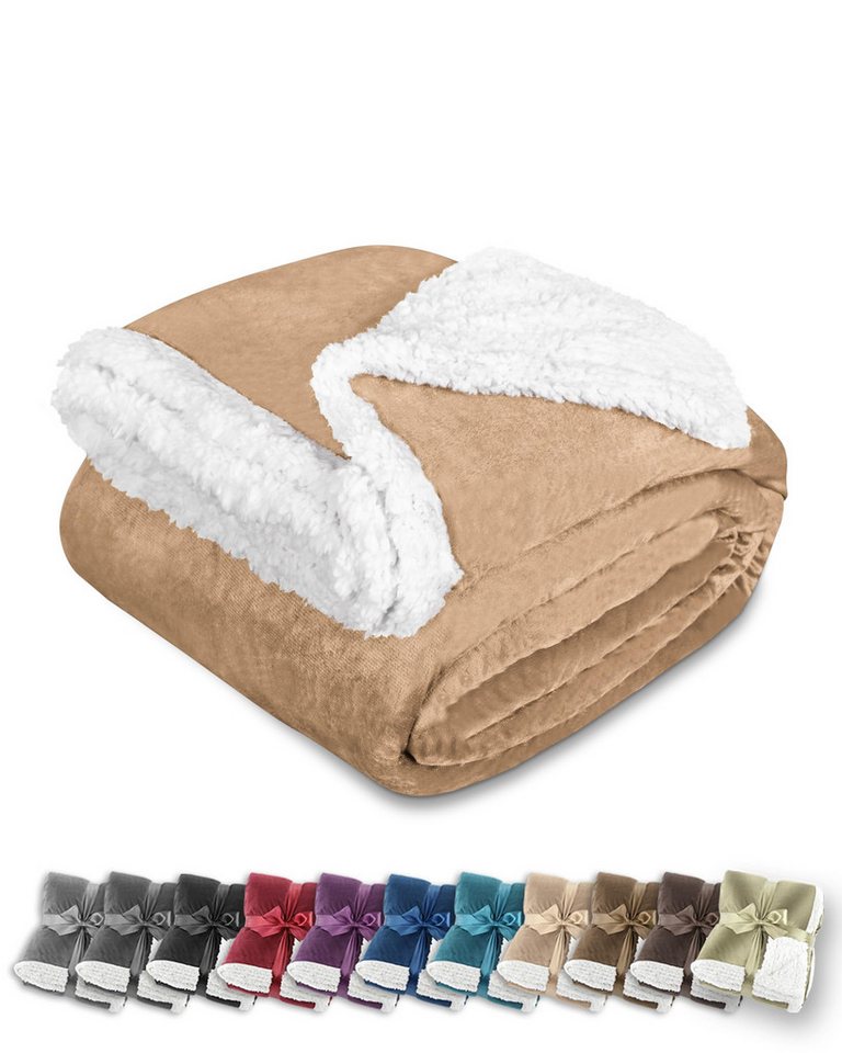 Wohndecke in Lammfell-Optik Kuscheldecke weich & flauschig - Sherpa Fleecedecke, Gräfenstayn, Warme Wolldecke & Sofaüberwurf Tagesdecke für Couch & Sofa von Gräfenstayn