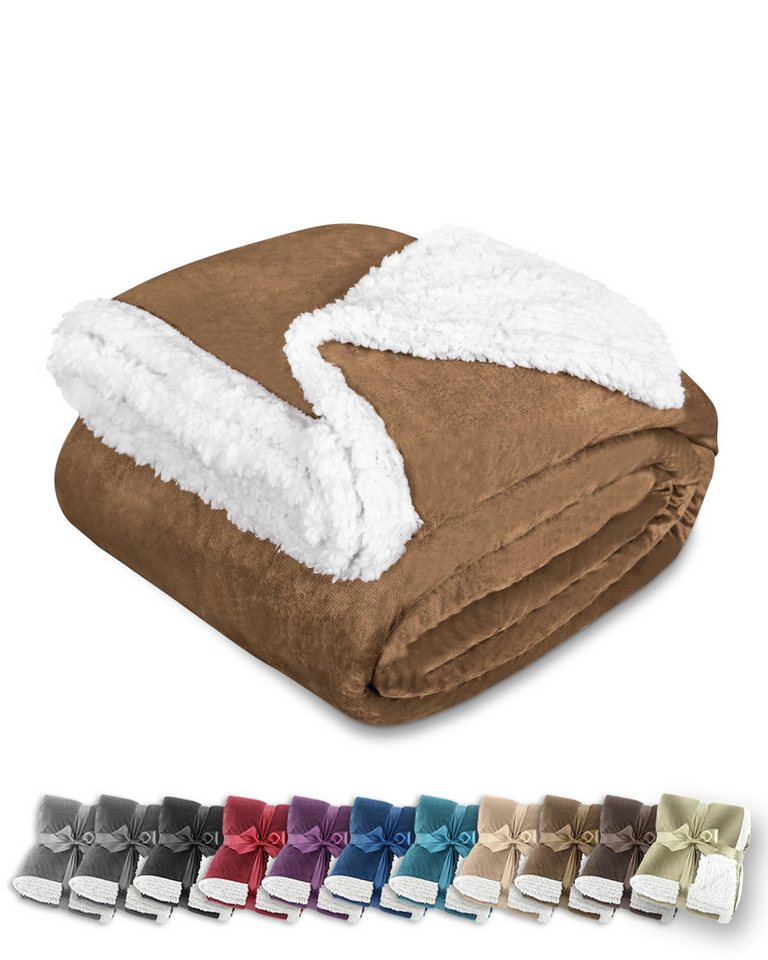 Wohndecke in Lammfell-Optik Kuscheldecke weich & flauschig - Sherpa Fleecedecke, Gräfenstayn, Warme Wolldecke & Sofaüberwurf Tagesdecke für Couch & Sofa von Gräfenstayn