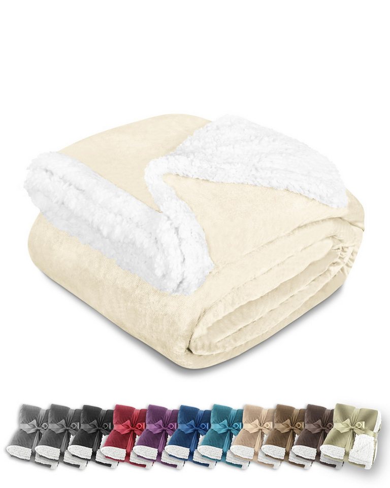 Wohndecke in Lammfell-Optik Kuscheldecke weich & flauschig - Sherpa Fleecedecke, Gräfenstayn, Warme Wolldecke & Sofaüberwurf Tagesdecke für Couch & Sofa von Gräfenstayn