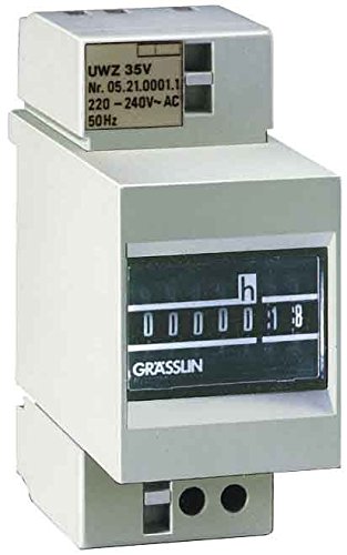 GRÄSSLIN 05.21.0001.1 taxxo 403 HS - analoger Betriebsstundenzähler I Stundenzähler I Synchronmotorantrieb I Montage auf 35mm DIN-Schiene I 220-240V I grau von Grässlin