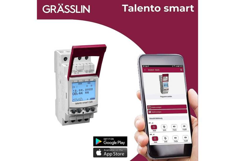 Grässlin Zeitschaltuhr talento smart C25, digitale Astro-Schaltuhr I App-Programmierung I 500 Speicherplätze von Grässlin
