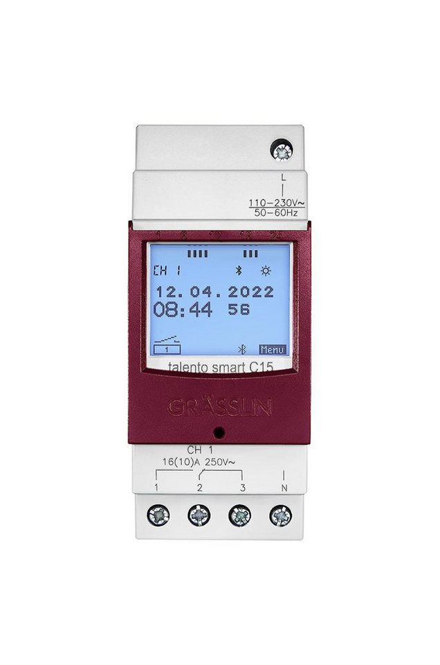 Grässlin Zeitschaltuhr talento smart C15, digitale Astro-Schaltuhr I Bluetooth I App-Programmierung I 1-Kanal von Grässlin