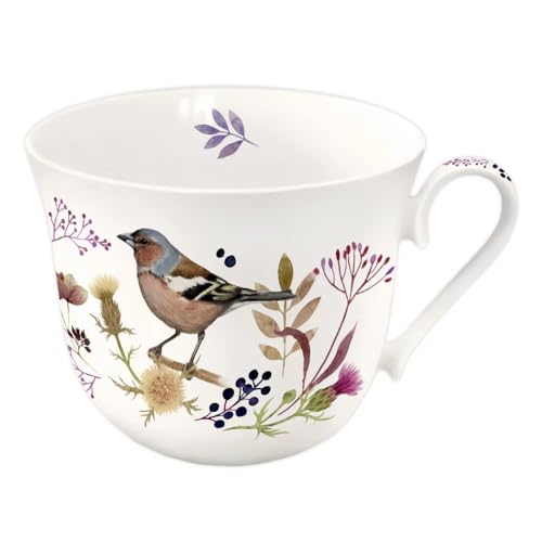 Grätz Kaffeetasse 450ml Henkeltasse Blumen Früchte Landhaus Porzellantasse Geschenkbox (Blätterrauschen) von Grätz Verlag GmbH