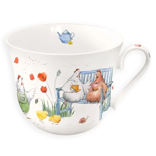 Grätz Kaffeetasse 450ml Teetasse Kaffee-Tasse Tee-Tasse Henkeltasse Henkel-Tasse Blumen Früchte Landhaus Porzellantasse Porzellan-Tasse Geschenkbox (Hühnerbande) von Grätz Verlag
