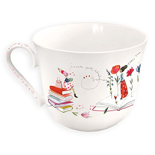 Grätz Kaffeetasse Lesefreude 450ml Teetasse Kaffee-Tasse Tee-Tasse Henkeltasse Henkel-Tasse Bücher Porzellantasse Porzellan-Tasse Geschenkbox von Grätz Verlag