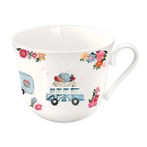 Grätz Verlag - Porzellantasse -SIlke Leffler - Das Leben ist eine Reise - Roller, Wohnwagen, Campingbus - 400ml von Grätz Verlag