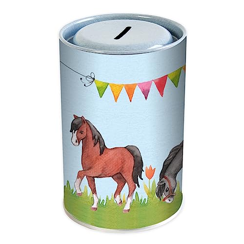 Spardose Pferd I Für Kinder I Sparschbünchse Blechdose mit Pferden für Mädchen I Prima Geschenkidee zu Geburtstag, Einschulung und Anderen Anlässen von Grätz Verlag
