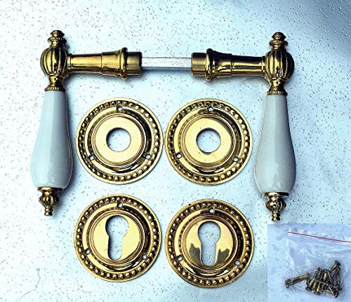 Graf von Gerlitzen Grafgriffe Volksgriffe Antik Messing Poliert Porzellan Tür Griff Griffe Türgriff Türgriffe Türbeschlag Türgriffsets Türklinken Türdrücker Türbeschläge PZ Rosetten V14 von Graf von Gerlitzen