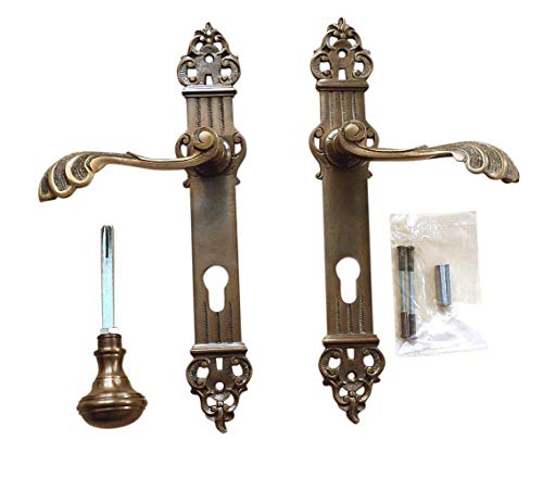 Graf von Gerlitzen Luxusgriffe Historismus Alte Form Antik Messing Haustüre Haus Tür Griffe Türgriffe Türbeschlag Langschild PZ 92 S41-4A von Graf von Gerlitzen