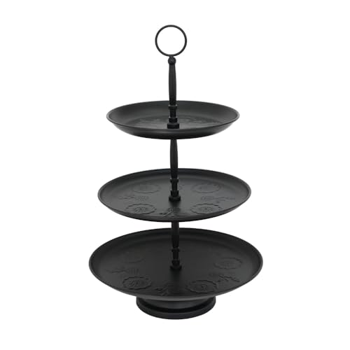 Etagere BLOMSTER schwarz aus Metall mit skandinavischem Blumenmuster Metalletagere von Grafelstein