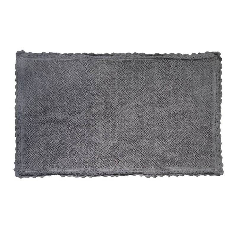 Grafelstein Badematte 1b-Ware: Badematte VINTAGE grau mit Spitzenkante Spitzenbordüre Badvor, Baumwolle von Grafelstein