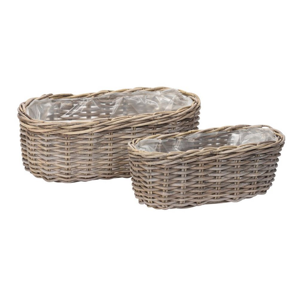 Grafelstein Blumentopf Pflanzkorb BASKET grau aus Rattan ovale Pflanzschale L53cm Rattankorb von Grafelstein