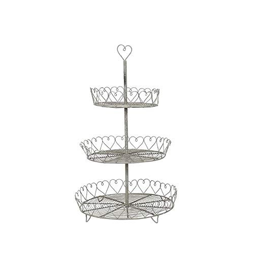 Grafelstein Etagere ELSA grau Shabby chic aus Drahtgeflecht Metalletagere 3-stöckig mit Herz von Grafelstein