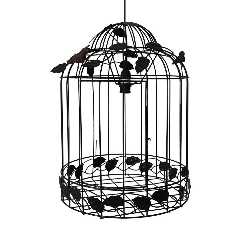 Grafelstein Hängeleuchte BIRDY schwarz braun Vogelkäfig Deckenlampe mit Blättern und Vögeln von Grafelstein