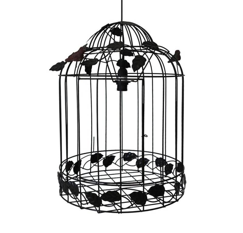 Grafelstein Hängeleuchte Hängelampe BIRDY schwarz braun Vogelkäfig Deckenlampe mit Blättern und von Grafelstein