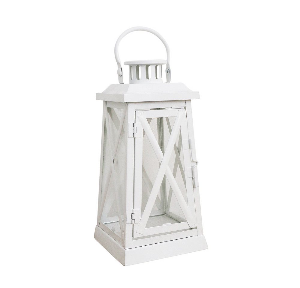 Grafelstein Kerzenlaterne Laterne HARBOUR weiß aus Metall H27cm Metalllaterne Landhaus modern - von Grafelstein