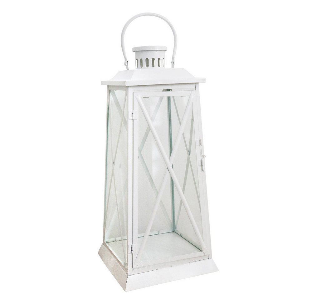 Grafelstein Kerzenlaterne Laterne HARBOUR weiß aus Metall H50cm Metalllaterne Landhaus modern - von Grafelstein