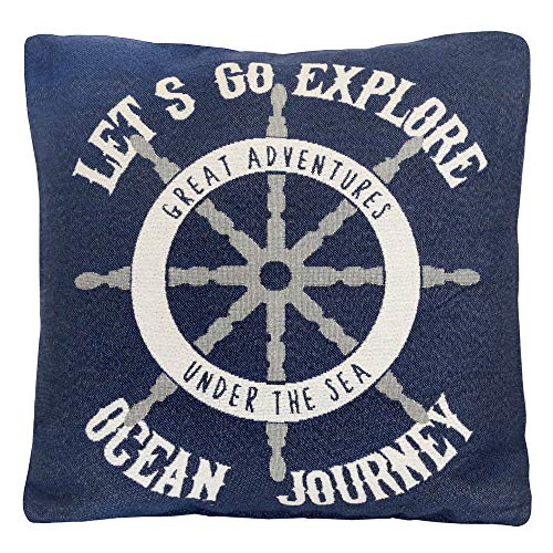 Grafelstein Kissenhülle Ocean Journey dunkelblau aus Jacquard maritim Kissen Hamptons von Grafelstein