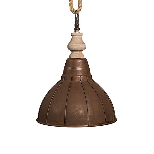Grafelstein Kleine Hängelampe RUSTY braun aus Metall und Holz Hängeleuchte rostig Industrial von Grafelstein