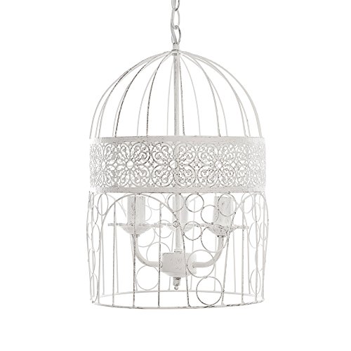 Grafelstein Kronleuchter BIRDCAGE weiß shabby chic Vogelkäfig Hängelampe Deckenlampe von Grafelstein