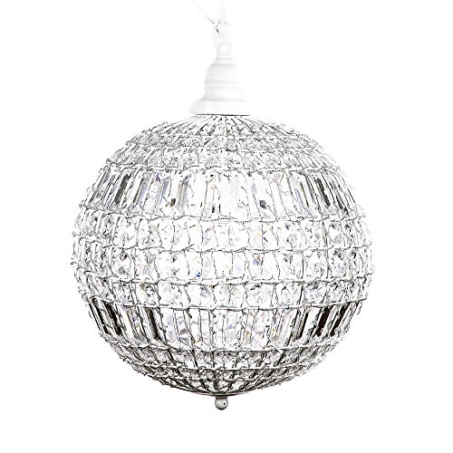 Kugelleuchte CRISTAL weiß mit Kristallen Kugellampe Hängelampe Kugel von Grafelstein