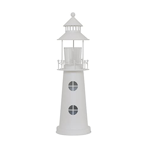 Grafelstein Leuchtturm White Ocean weiß aus Metall H37cm Windlicht Deko Beach House von Grafelstein