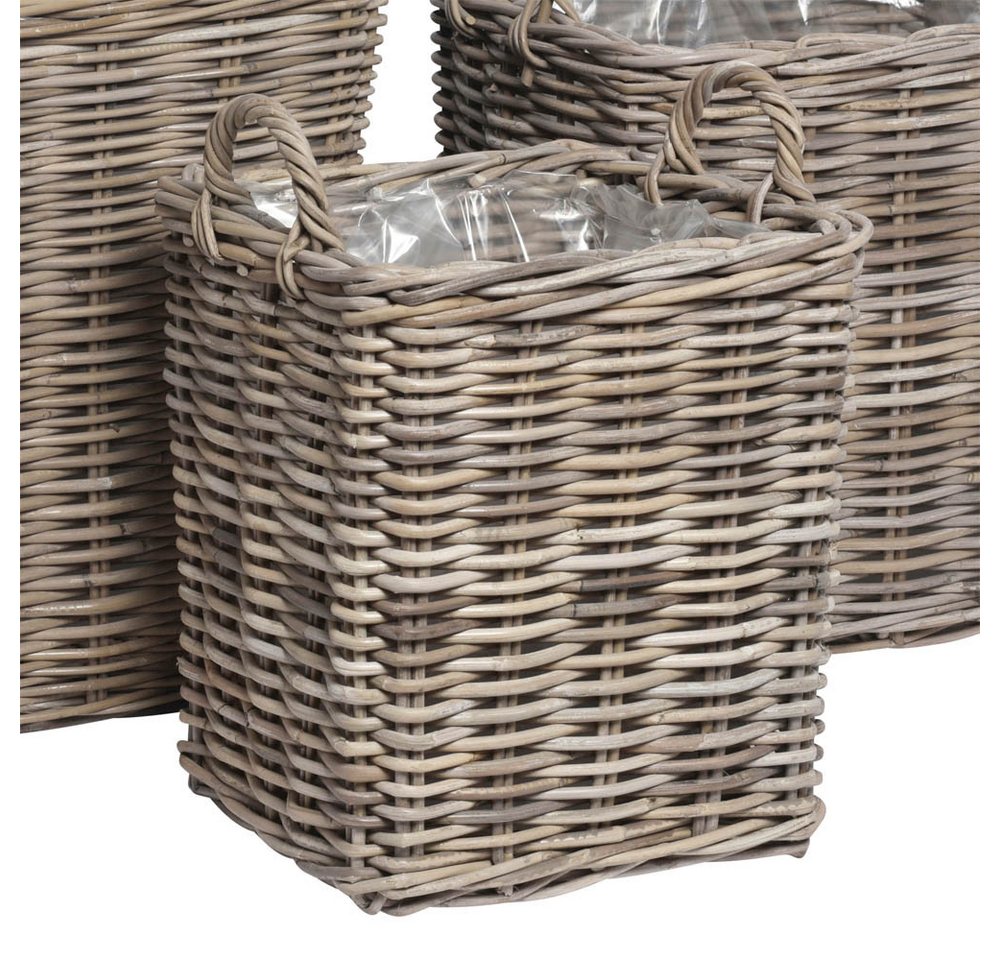 Grafelstein Pflanzkübel Eckiger Pflanzkübel SEAGRASS grau beige Rattan Pflanzkorb 36x36cm - KL von Grafelstein