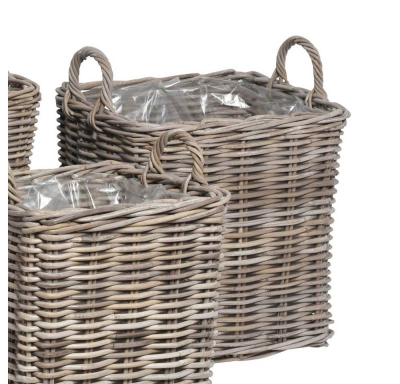 Grafelstein Pflanzkübel Eckiger Pflanzkübel SEAGRASS grau beige Rattan Pflanzkorb 42x42cm - MI von Grafelstein