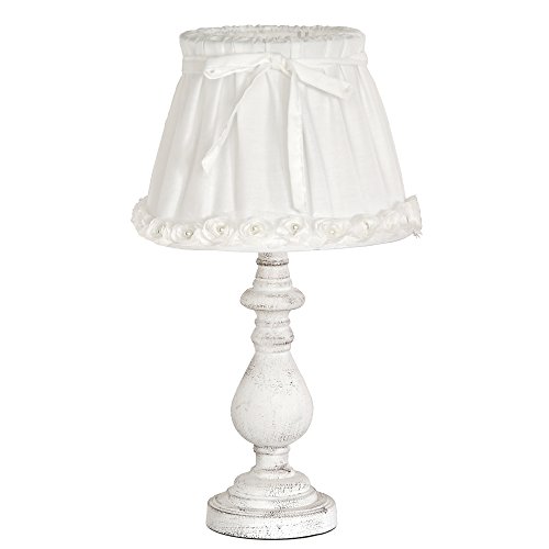 Grafelstein Tischleuchte ROSY DREAMS, Romantische Stehleuchte Deko Lampe Shabby Chic mit kleinen Stoffrosen, E14, kabelgebunden, weiß von Grafelstein