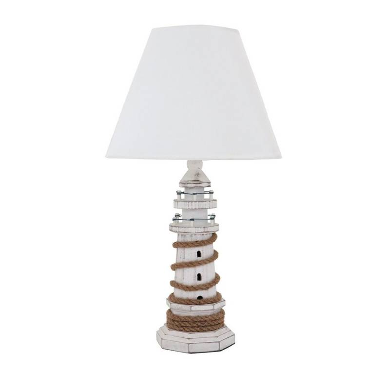 Grafelstein Tischleuchte Tischlampe LIGHTHOUSE weiß braun Leuchtturm maritime Lampe Beach House von Grafelstein