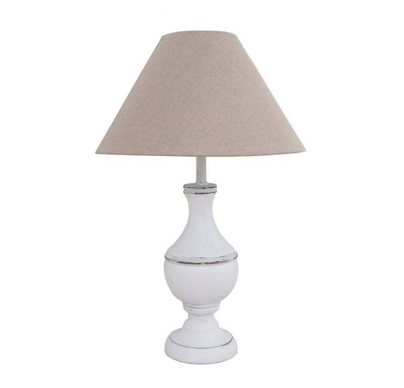 Grafelstein Tischleuchte Tischlampe MARLA weiß beige aus Holz im Landhausstil shabby chic E27 von Grafelstein