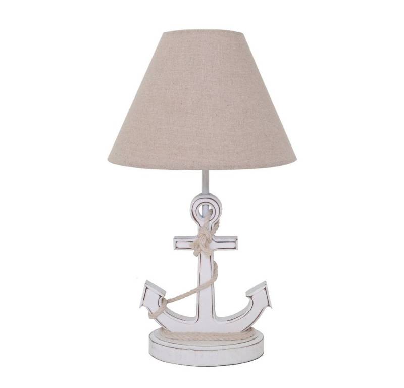Grafelstein Tischleuchte Tischlampe WHITE ANCHOR weiß beige mit Anker und Juteband Tau maritim von Grafelstein